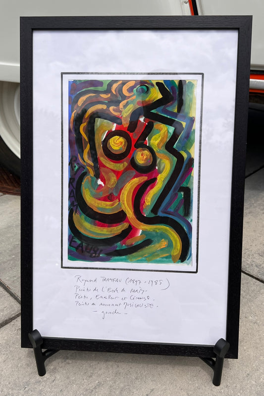 Raymond Trameau Vibrant Abstract Nude – Framed Gouache on Paper, 14" x 21"