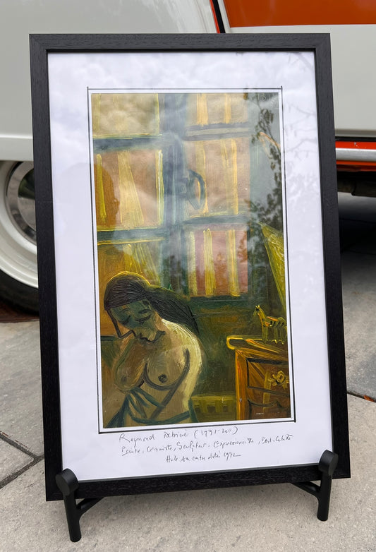 Raymond Debiève Nude by Window (1972) – Framed Oil on Canvas Board, 14" x 22"