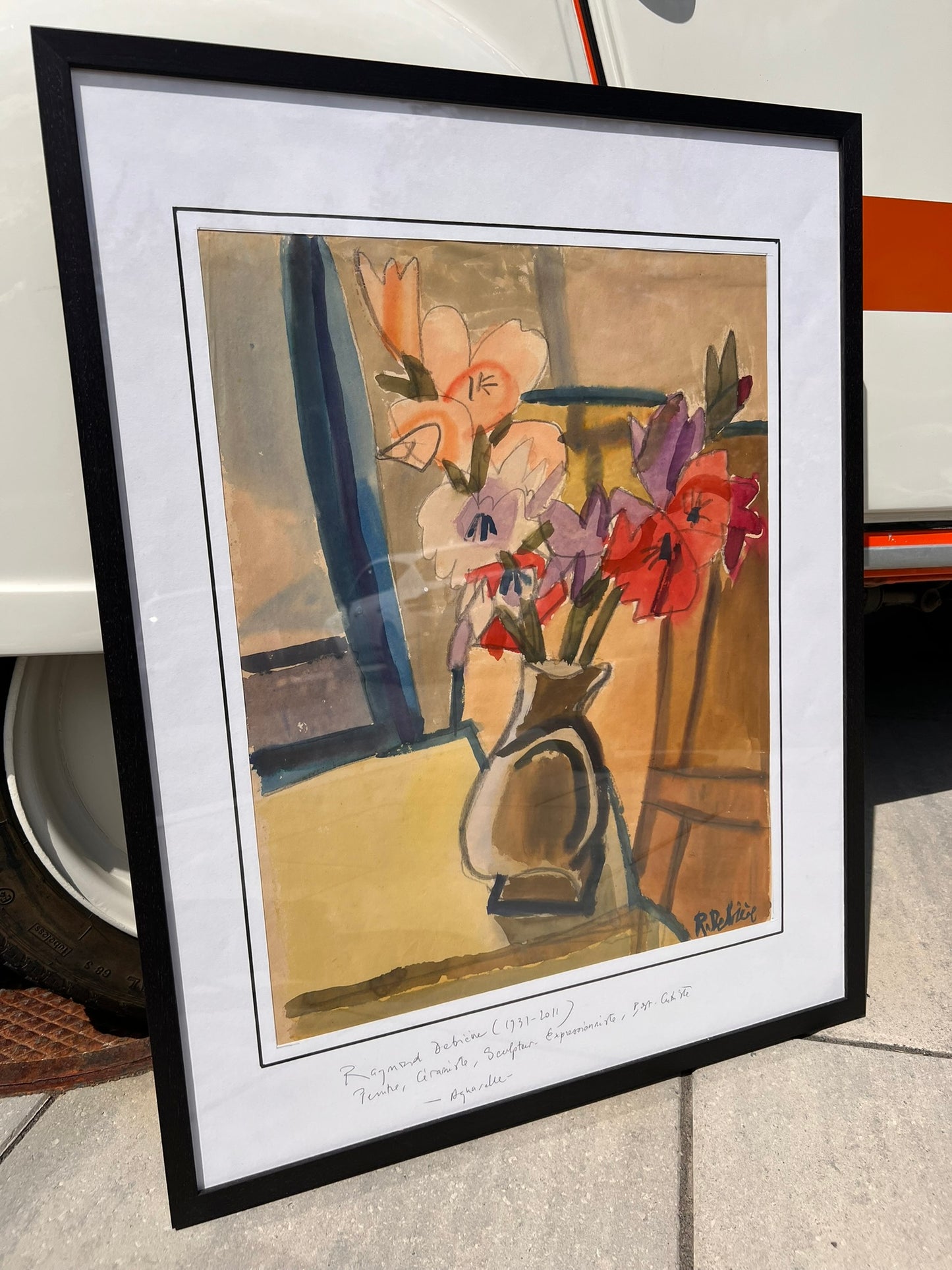 Raymond Debiève (1931–2011) Vase of Flowers Watercolor, 23" x 18"