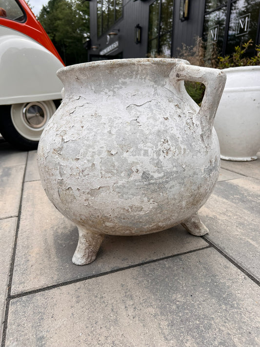 Antique Concrete Footed Jardinière with Handle, circa 1920