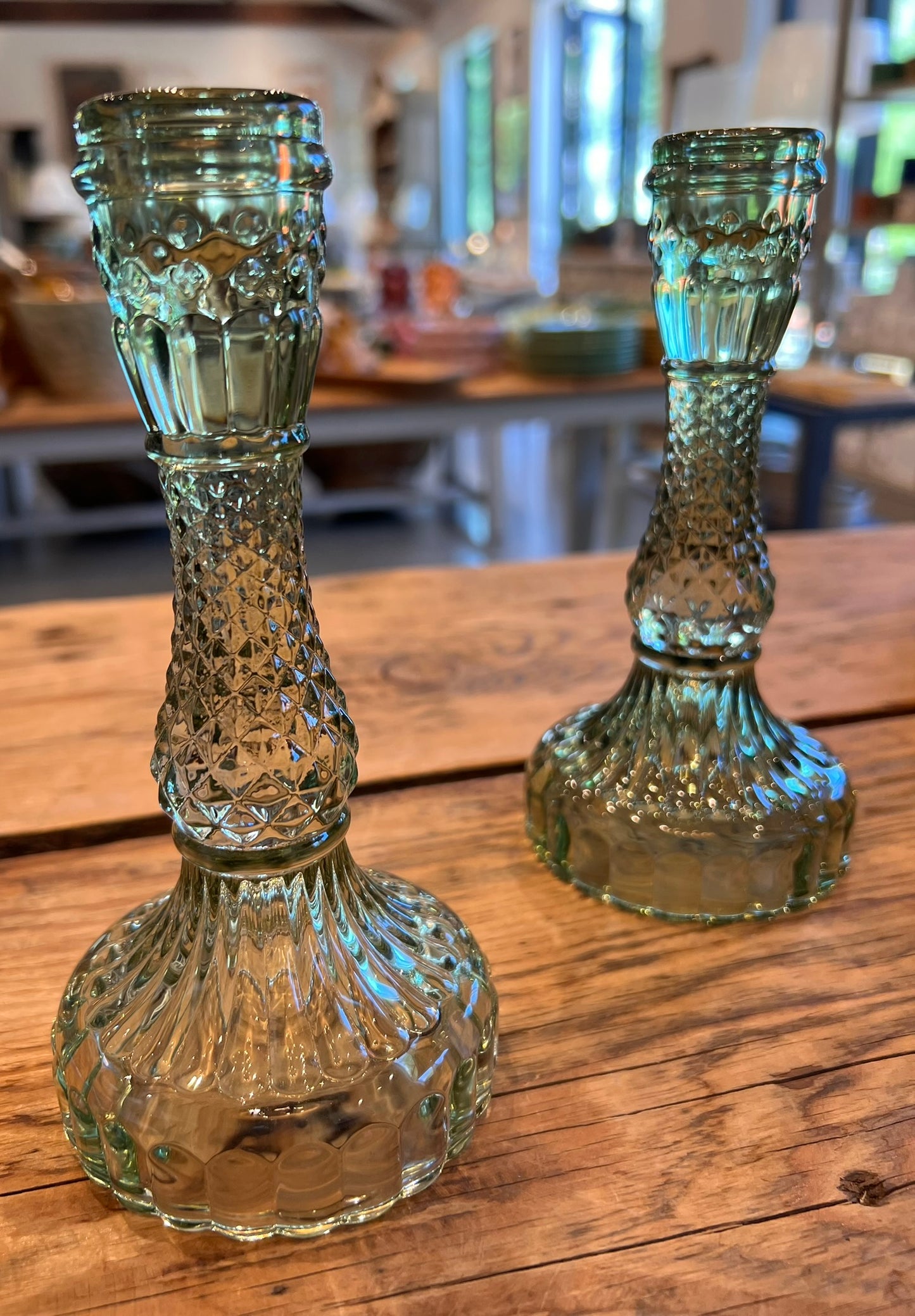 Glass Candlestick, 7"