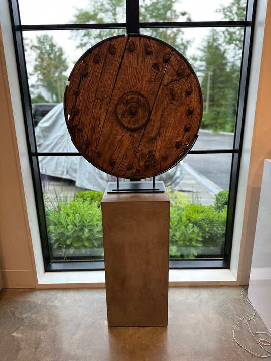 Antique Wooden Disc Sculpture