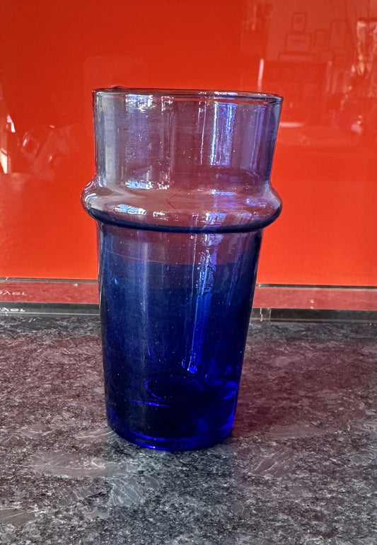 Cup Glass Large Blue Moroccan