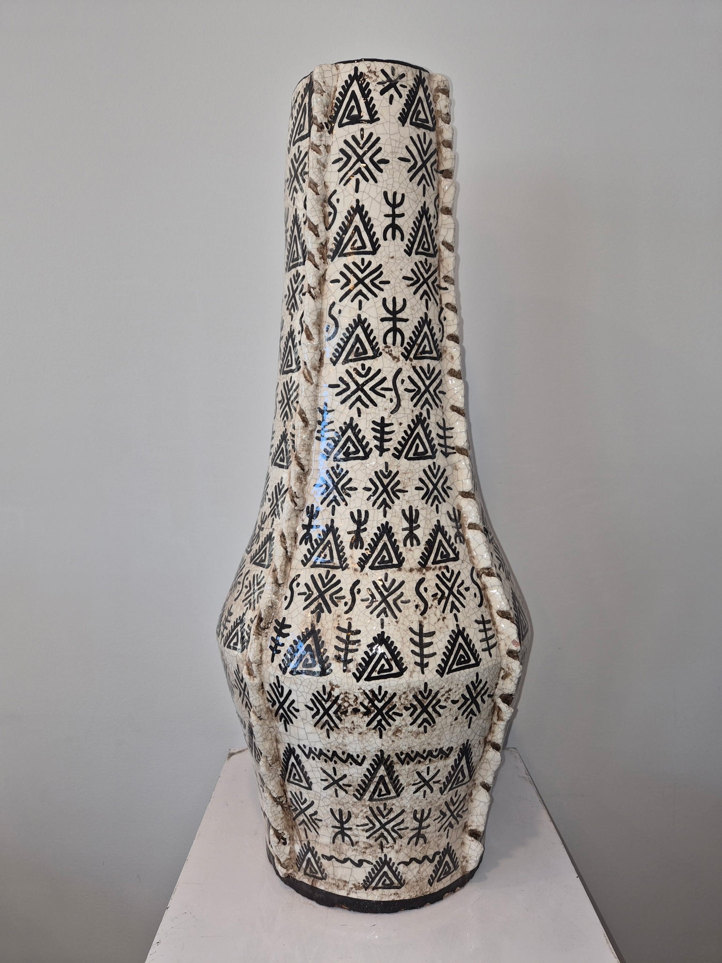 Tamegroute Tall Vase - Black & White pattern 1