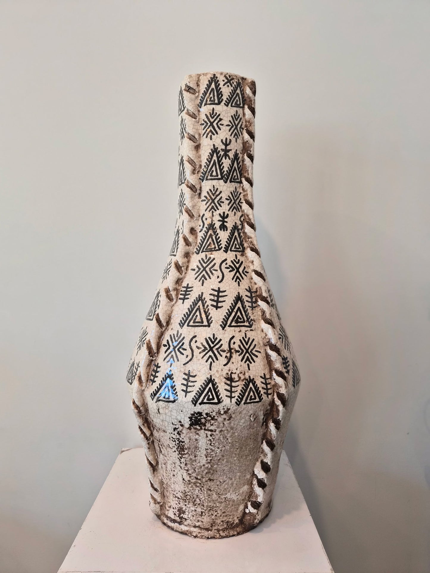 Tamegroute Tall Vase - Black & White pattern 2