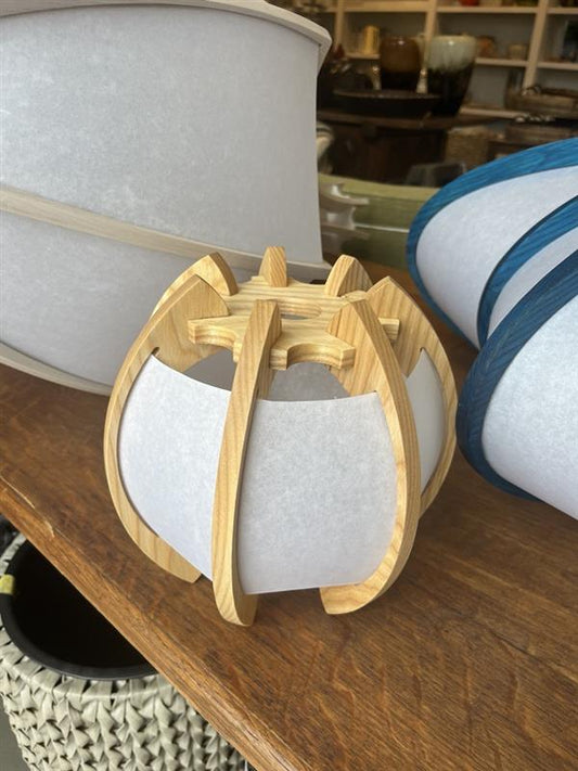 Otis Light small white wood pendant light 8" natural ash