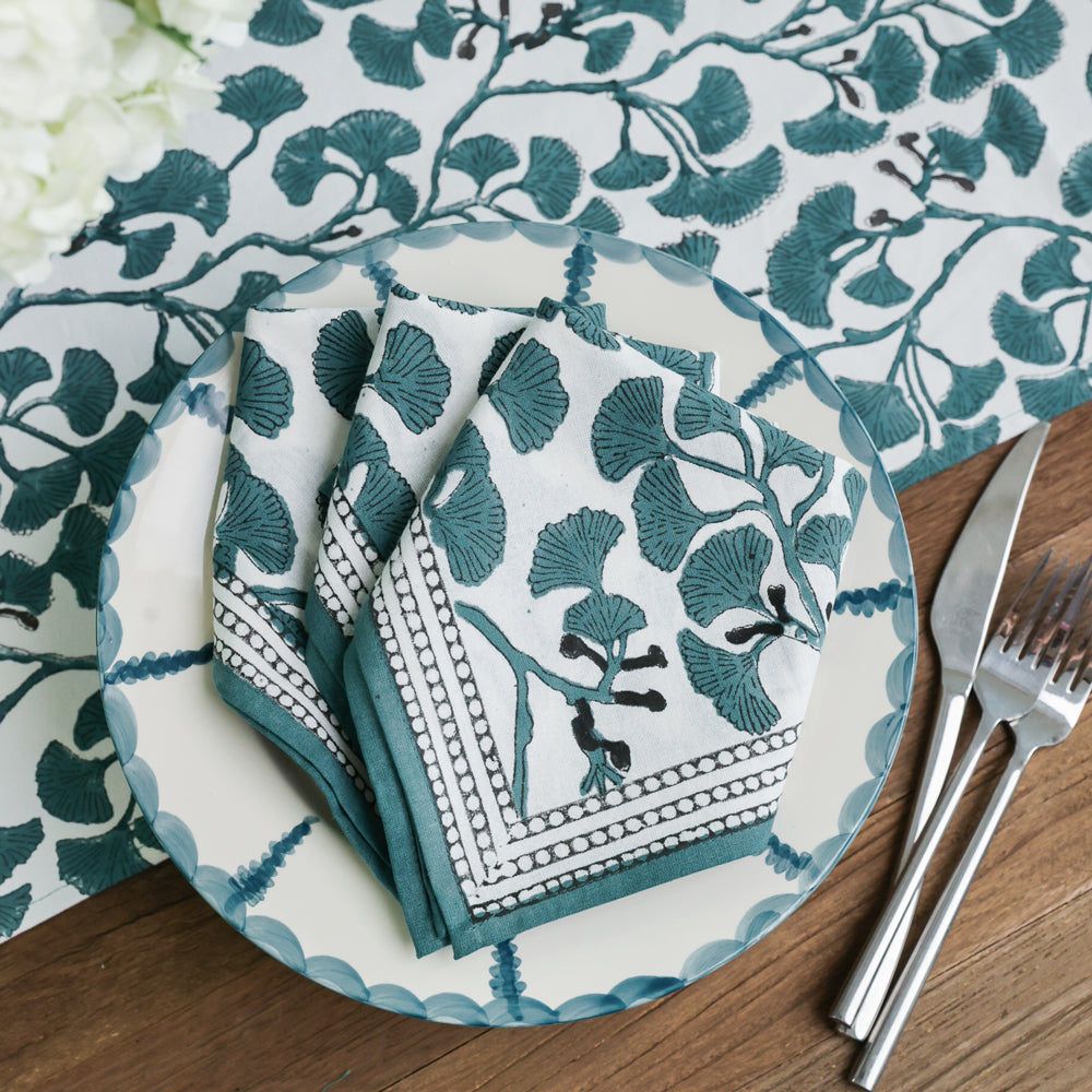 Pomegranate Ginko Teal Napkins