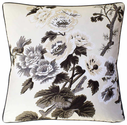 Throw Pillow: Pyne hollyhock Charcoal 22x22