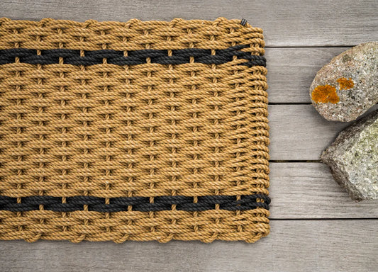Large Wheat w/ 2 Charcoal Stripes Doormat 21" x 34"