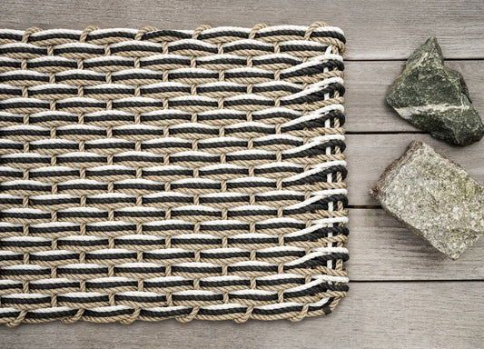 Large Sand/Charcoal/Pearl Triple Weave Doormat 21" x 34"