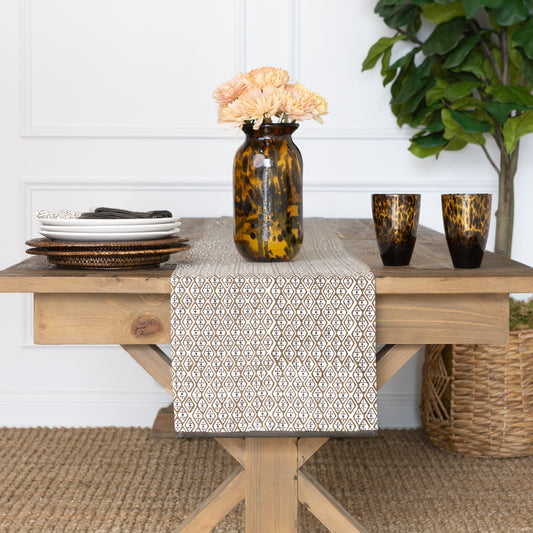 India Hicks Home Diamonds & Clubs Chocolate Table Runner