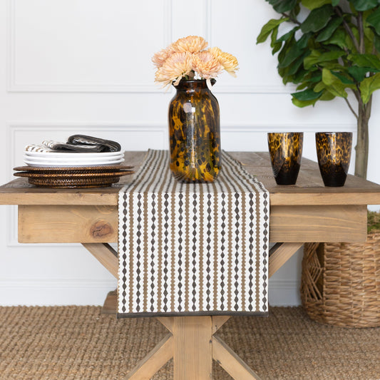 India Hicks Home Shuffle & Stripe Chocolate Table Runner