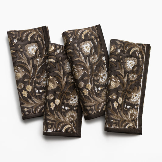 India Hicks Home Wildcard Chocolate Napkin - set of 4