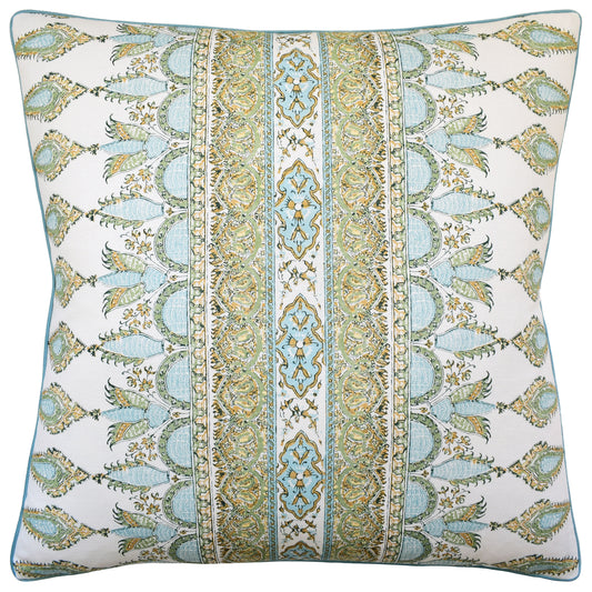 Throw Pillow: Akola Stripe (Sea Glass/Gold) 22" x 22"