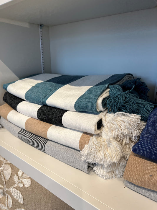 Moroccan Blanket Solids & Stripes Small