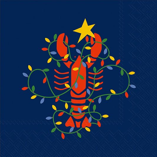 Paper Cocktail Napkins Pk/20 Lobster Lights Christmas