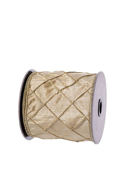 Wired Metallic Pintuck Dupion Gold 4" X 10yd
