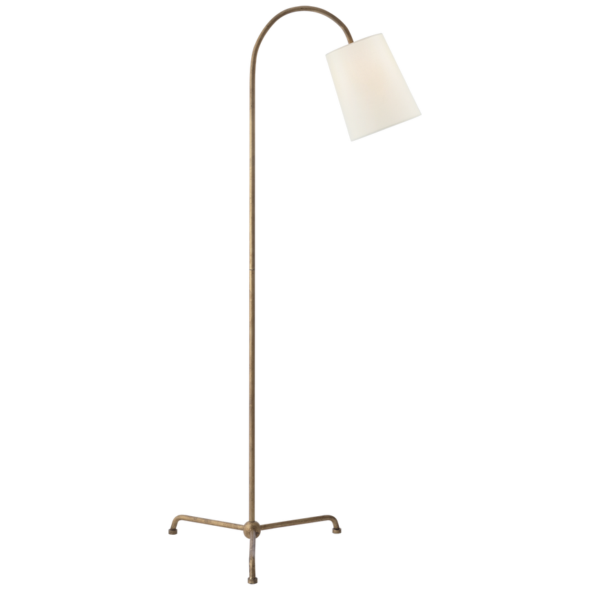 Mia Floor Lamp in Gilded Iron with Linen Shade