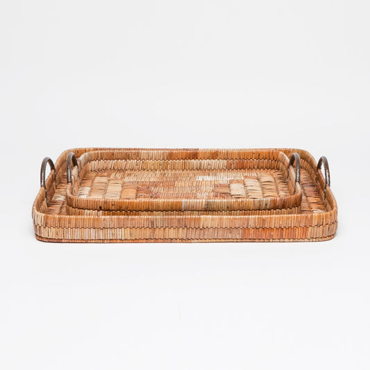 Royston Rectangle Trays aged rattan