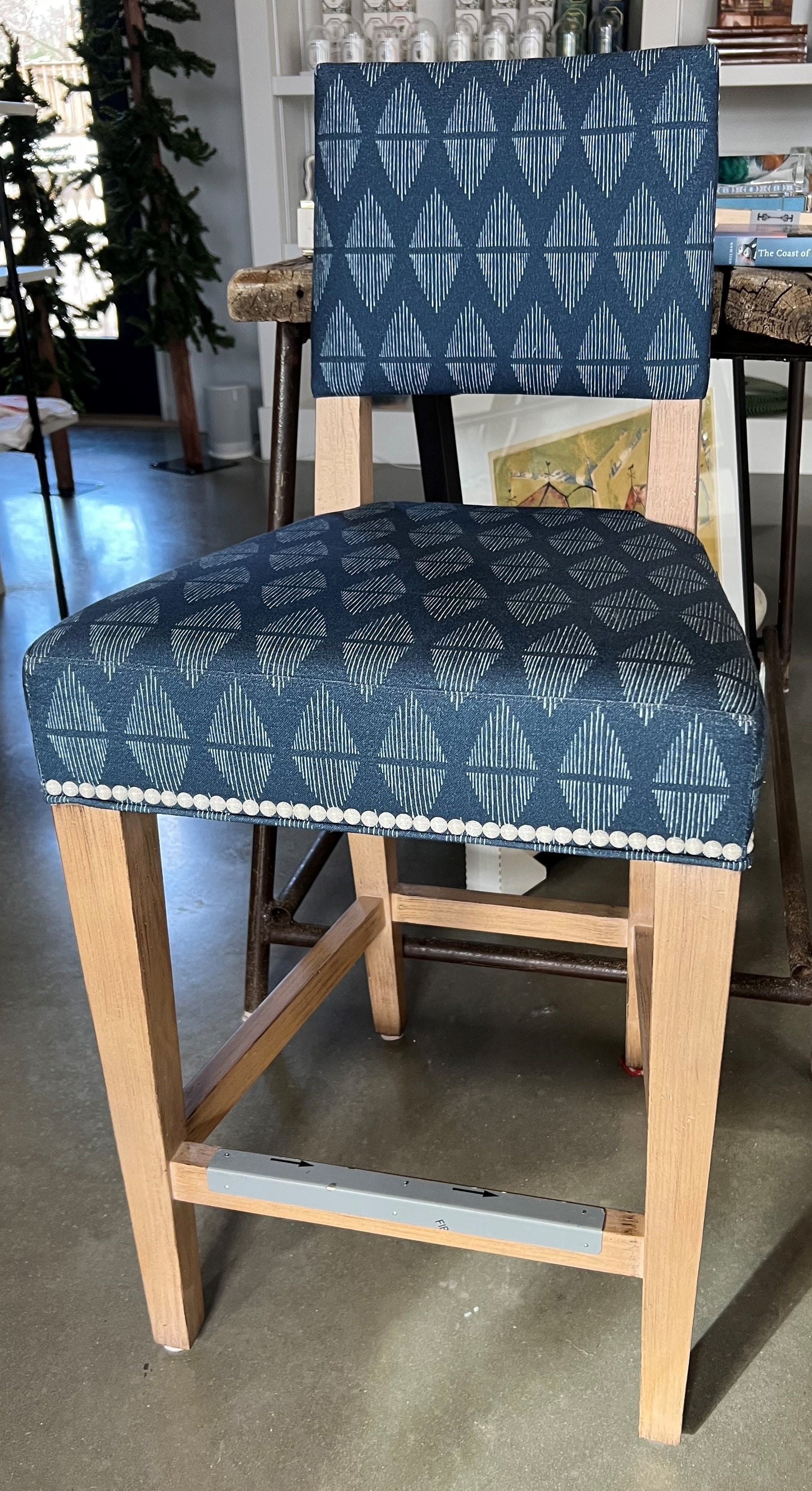 Laurette Counter Stool Main Fabric in Saxony Indigo